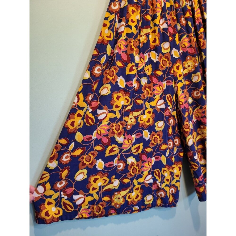 Modcloth Multicolor Floral Wide Leg Pull On Capri Pants Sz L - Picture 3 of 8